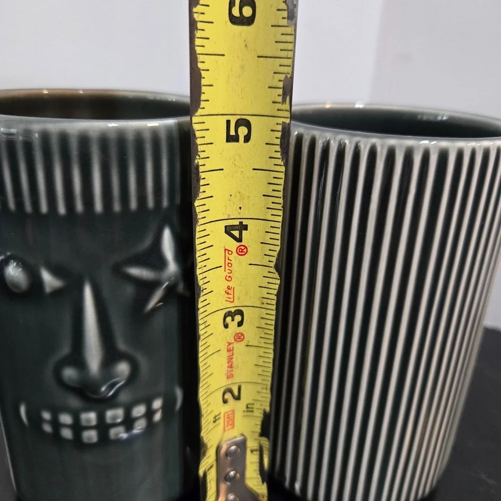 2 Ikea Tiki Bar Ceramic Tumblers by Maria Vinka Frekvens Mugs Glasses Gray 5